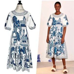 Farm Rio Ancient Garden Midi Dress Size: XL